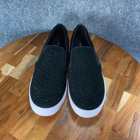 Vionic Kani Slip On Womens 7 Shoes Black Perforated Suede Sneakers - Picture 2 of 10
